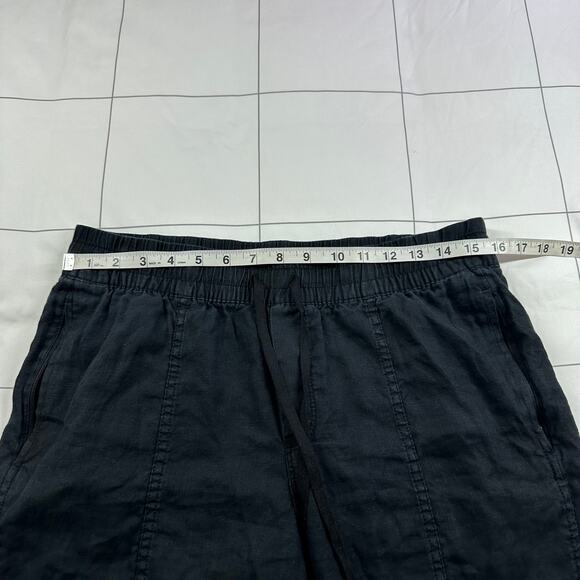 Athleta Pants Womens Medium Petite Black Retreat Linen High Rise Ankle Travel - Picture 8 of 13